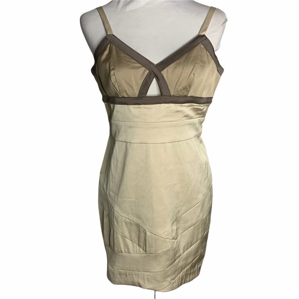 Romeo & Juliet Bandage Bodycon Mini Dress S Cream Sweetheart Adjustable Strap